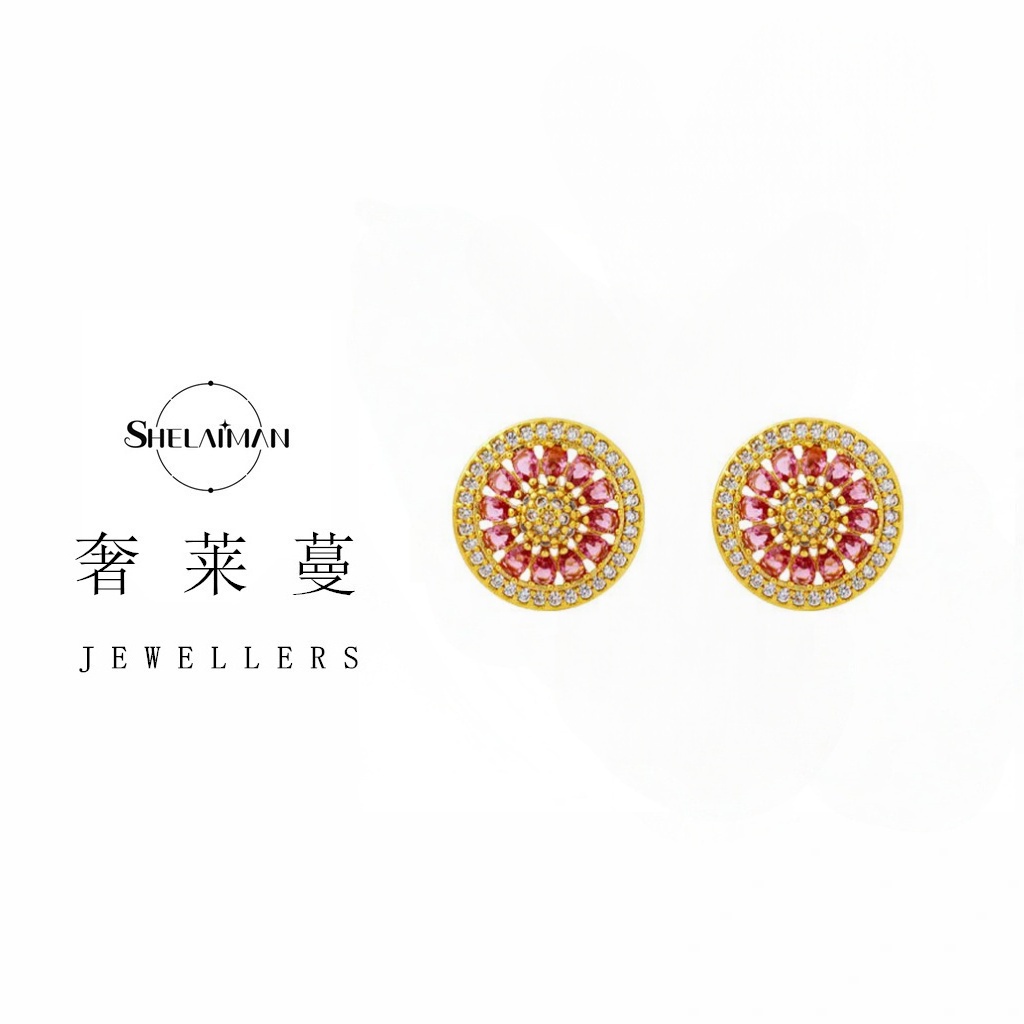 奢莱蔓/SHELAIMAN  新中式玫瑰花窗精致耳钉L01