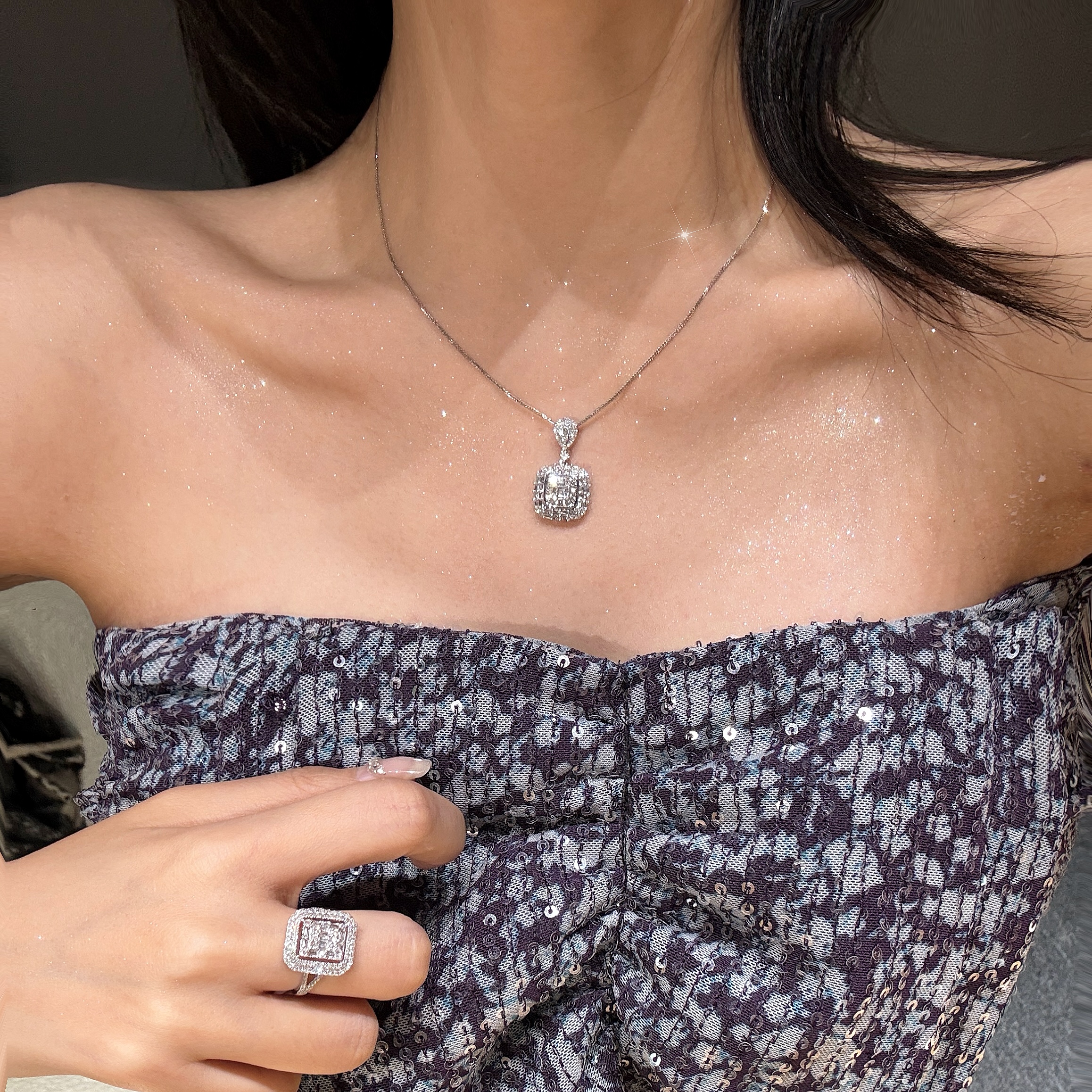 QANNA【豪华满钻】【大冰糖】18K金天然钻石简约满钻吊坠（不含链）AF