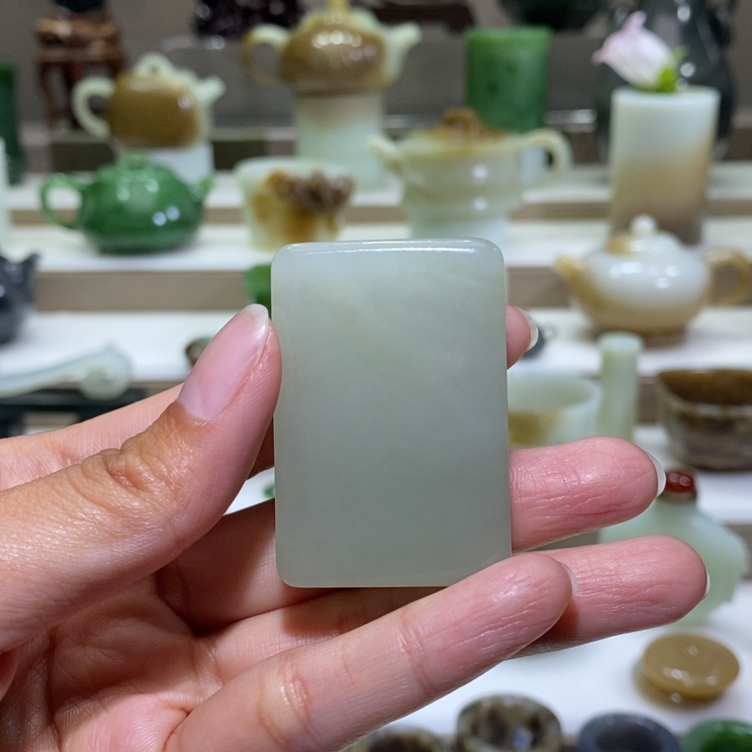 和田玉把件未镶嵌无事牌