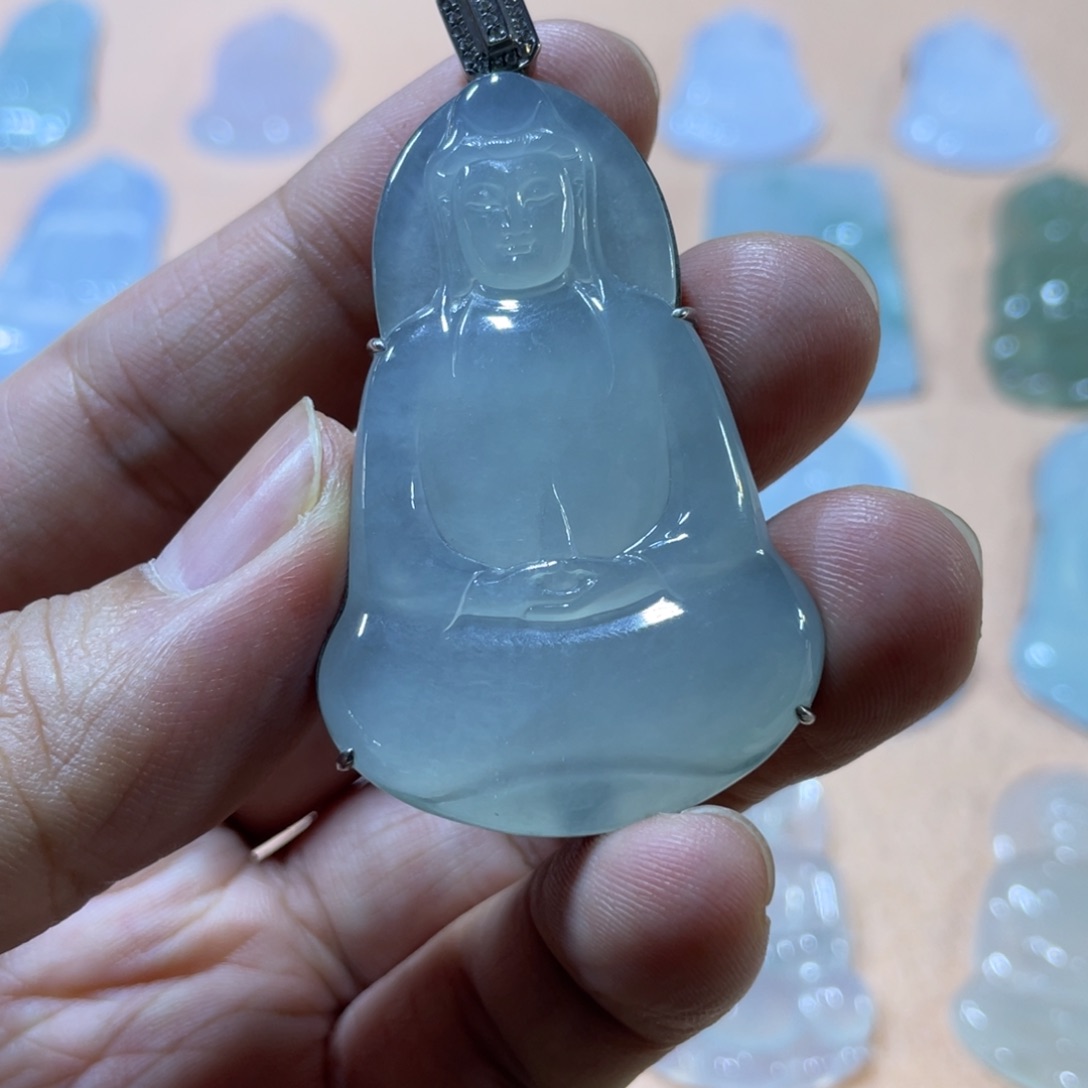 翡翠银S925镶嵌颈饰天然缅甸翡翠