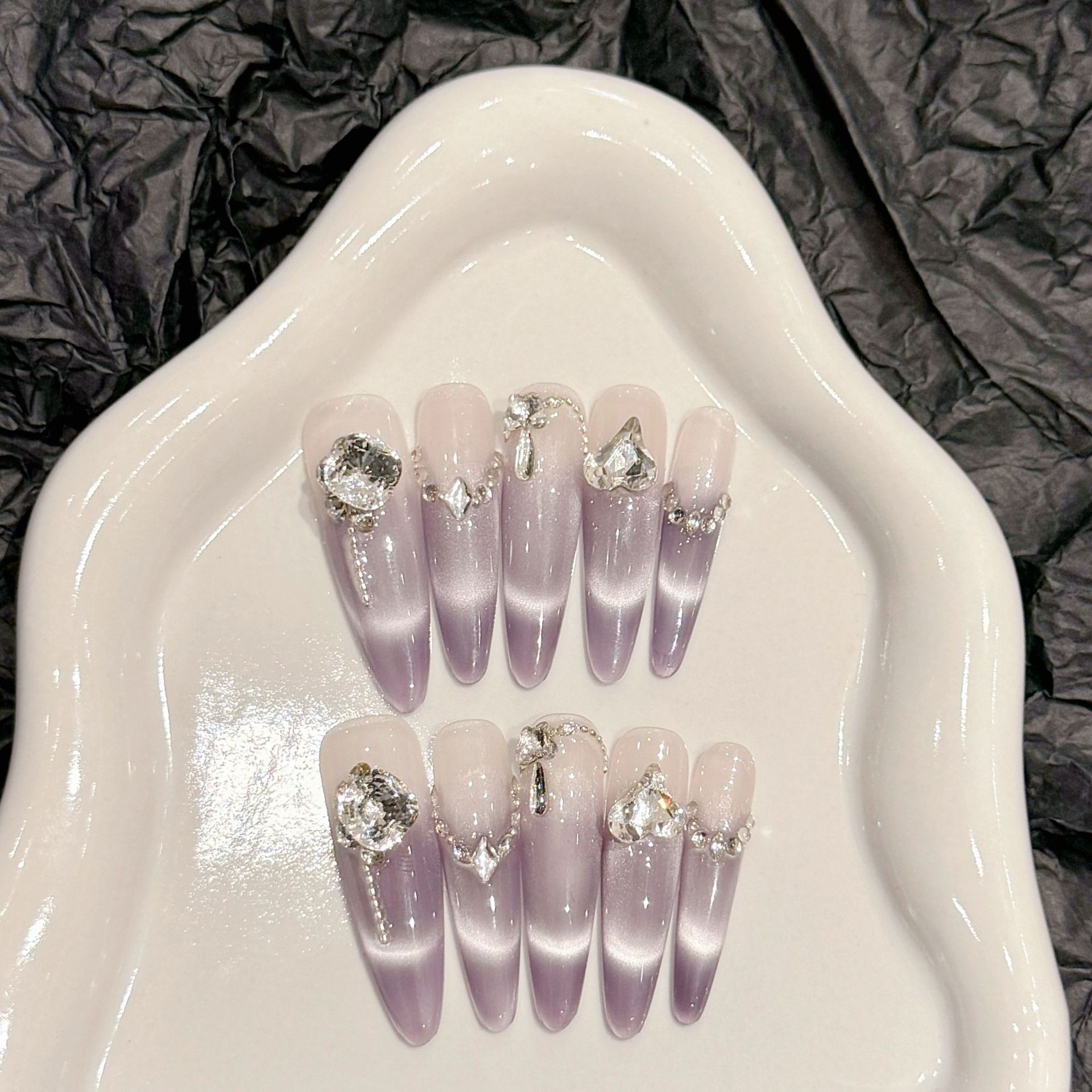 【紫玉瑶光】纯手工爆款美甲猫眼高级美甲贴片