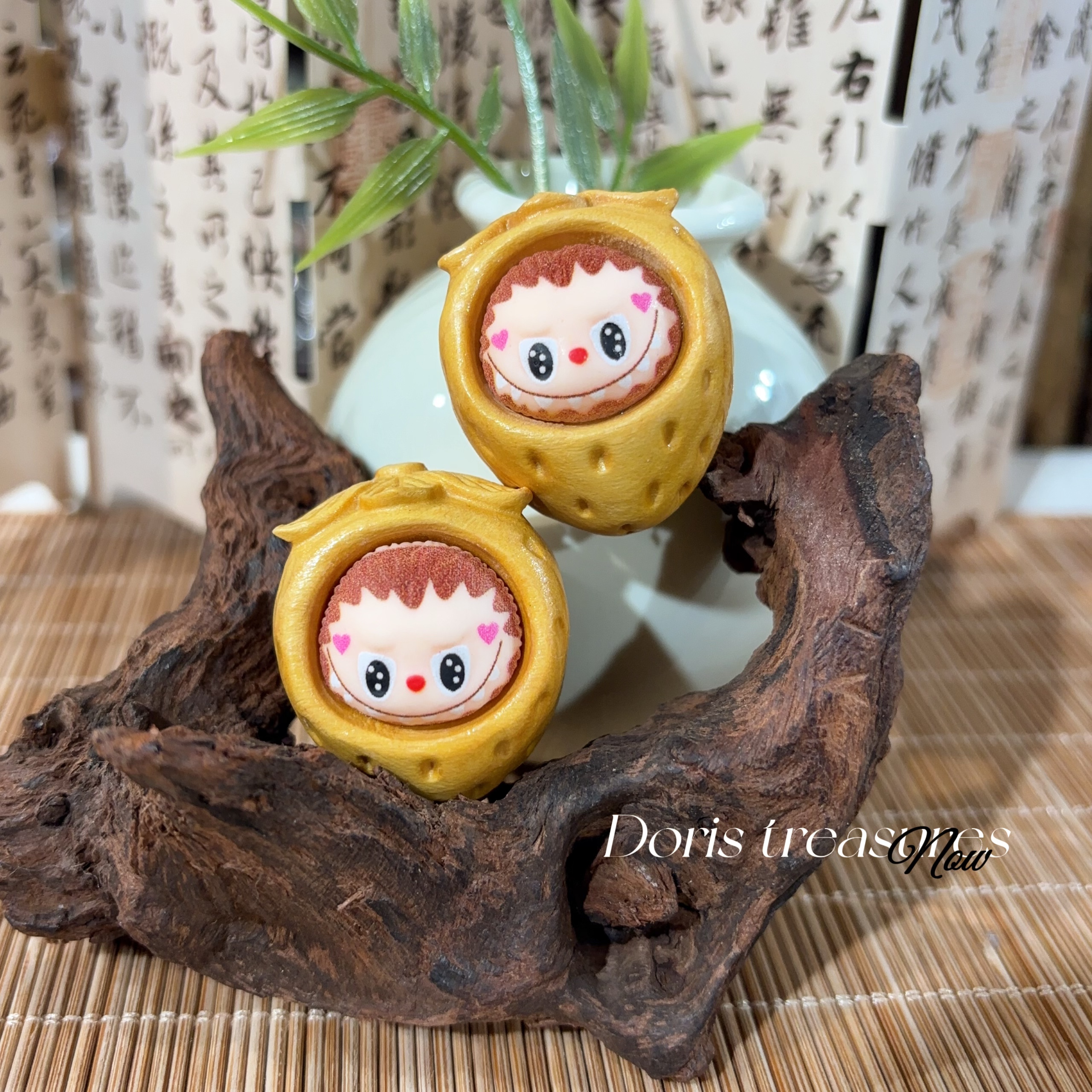 【草莓拉布buu】 檀木草莓配饰单只diy