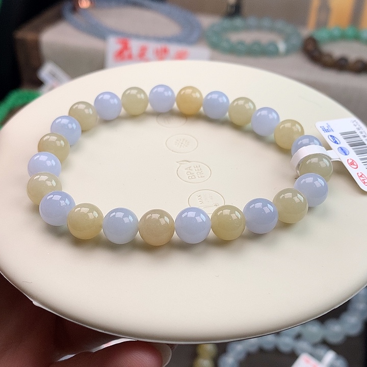 翡翠未镶嵌手链黄加紫，胶润无瑕，福利