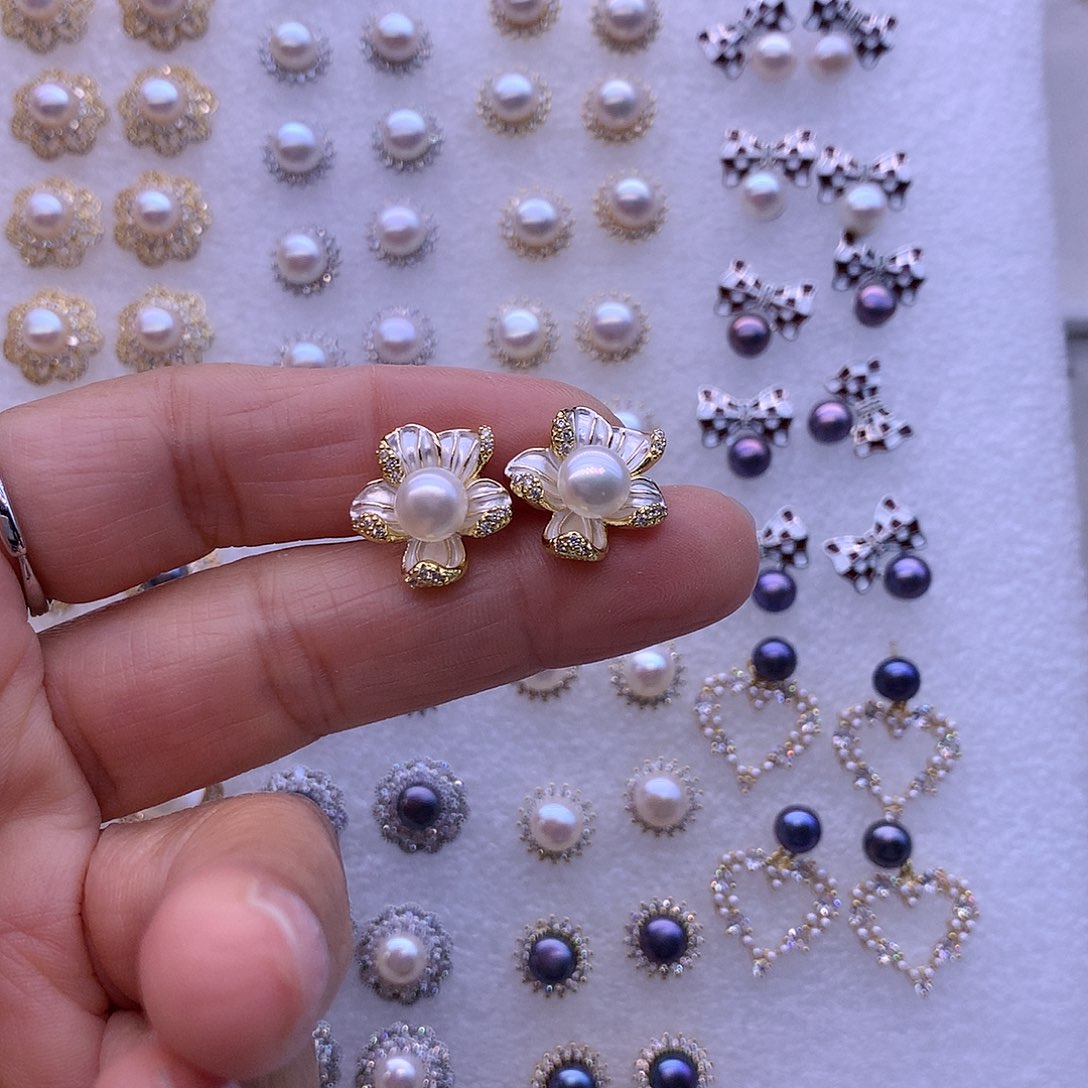 淡水珍珠耳饰合金