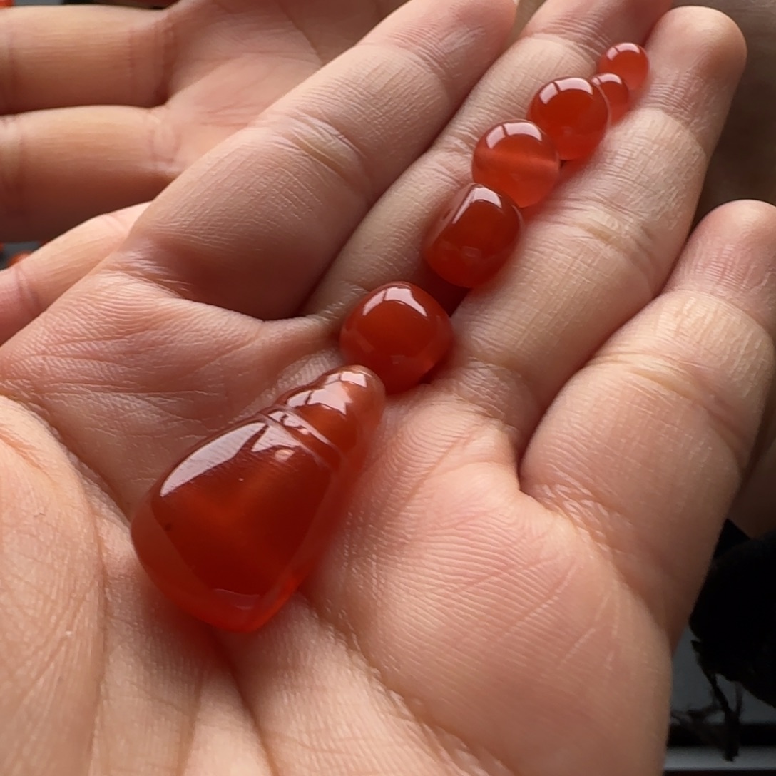 棒***冰南红玛瑙未镶嵌三通12.8+老型10+墩子9.8+圆珠8+圆