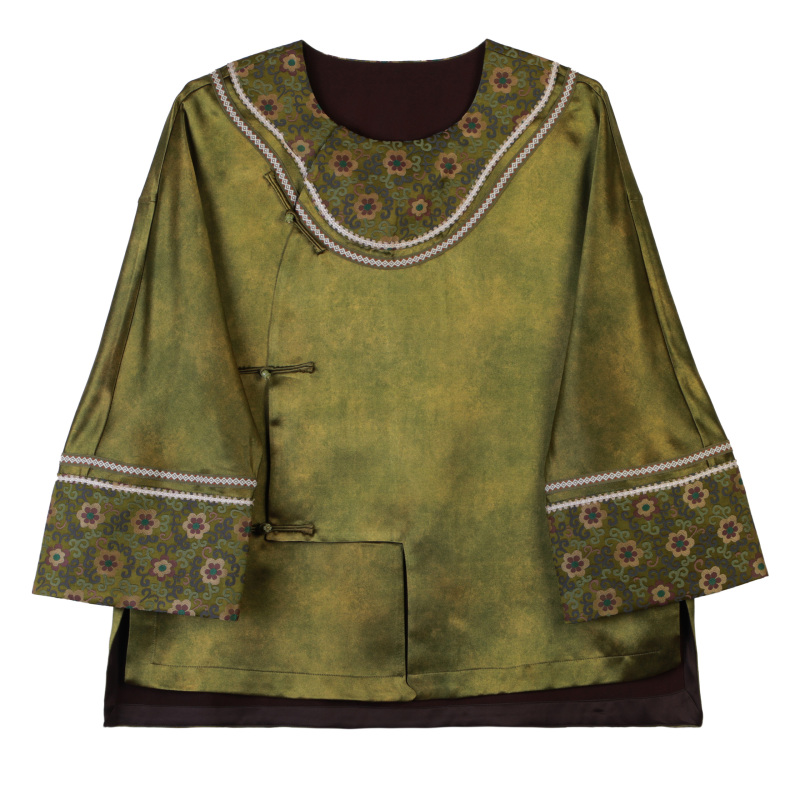 潘一抹微蓝新中式2024新款重缎印染上衣159245