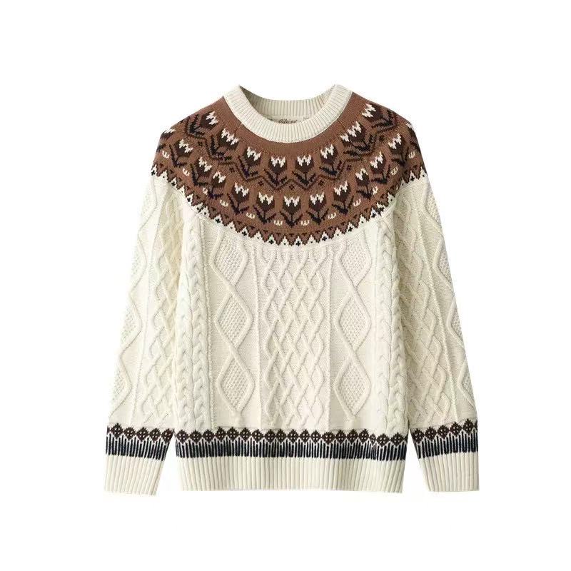 【硬货】3941轻奢慵懒风时尚百搭宽松型刺绣圆领针织打底女毛衣