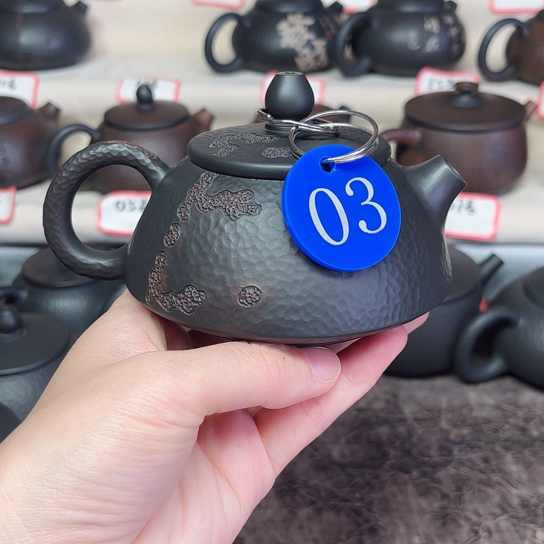 220毫升微微瑕纯手工锤纹肌理短嘴石瓢壶