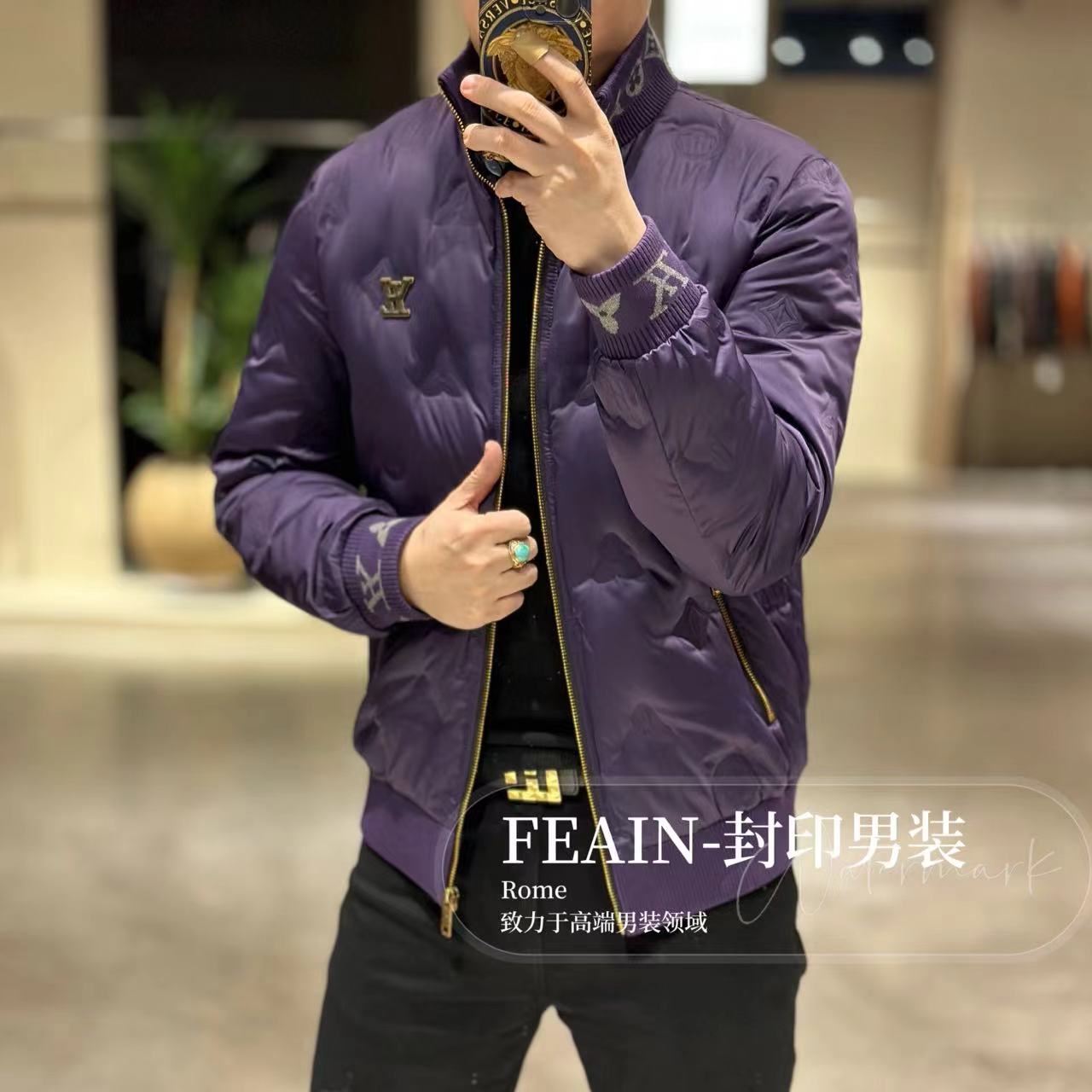 高端定制男士立体压花锁绒工艺羽绒服8866