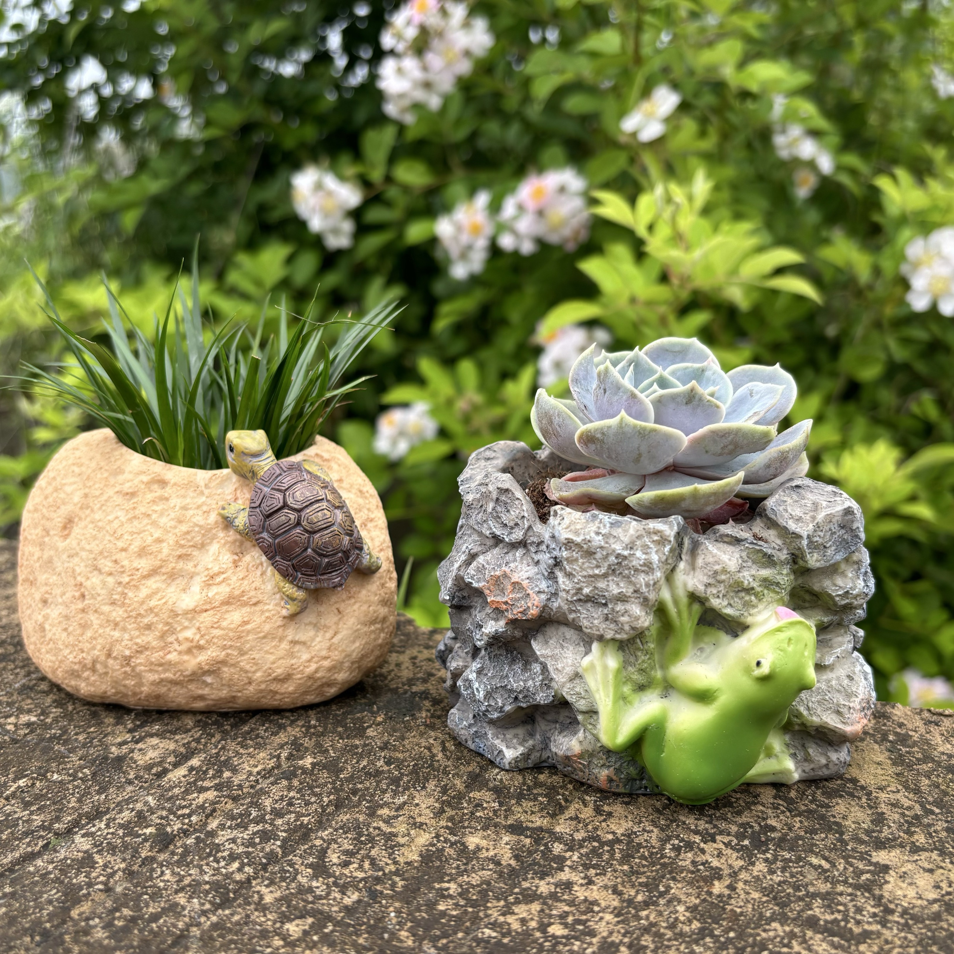 AH/阿海可爱动物石头树脂花盆 阳台庭院花园必备