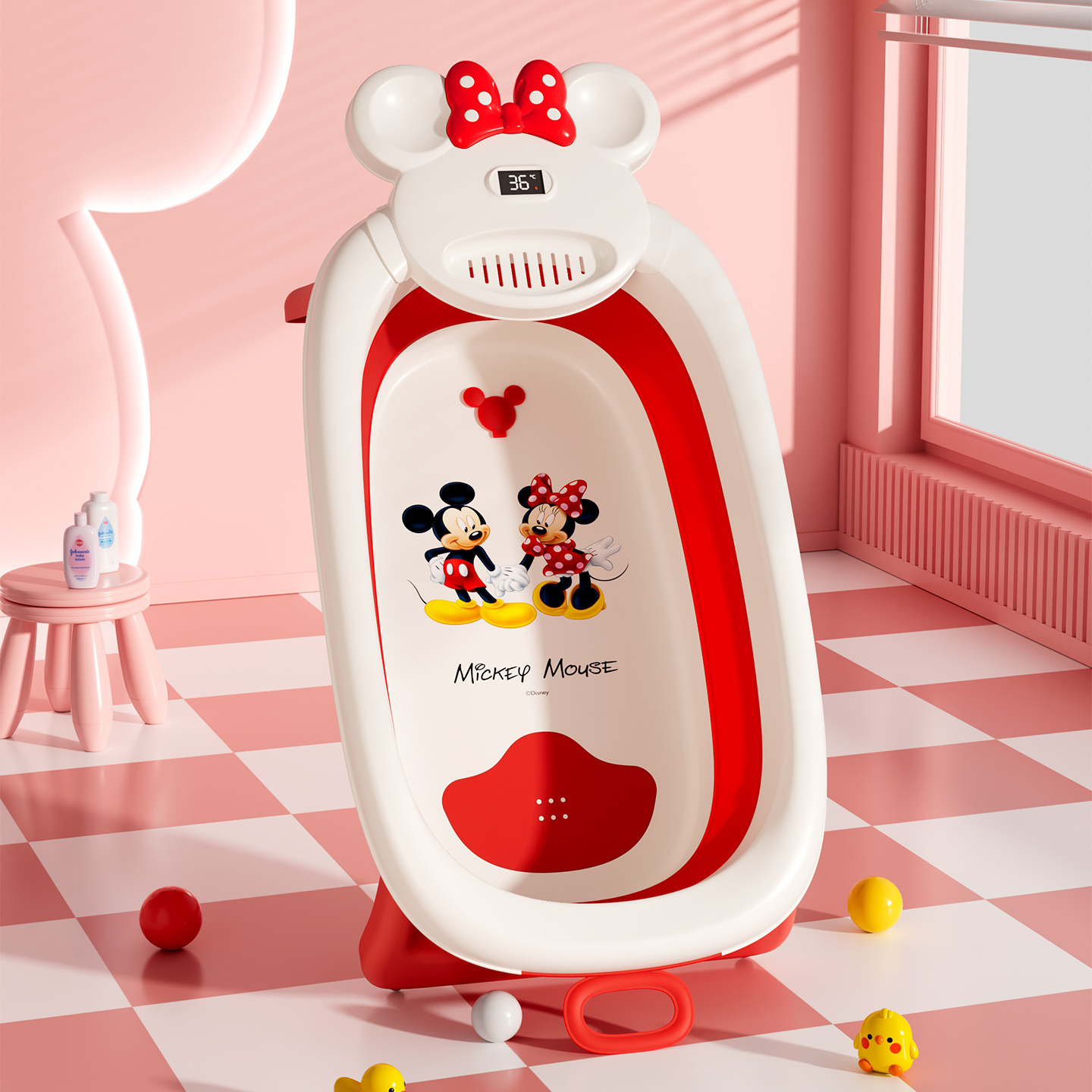 Disney/迪士尼儿童宝宝泡澡坐浴桶浴盆家用婴儿洗澡盆