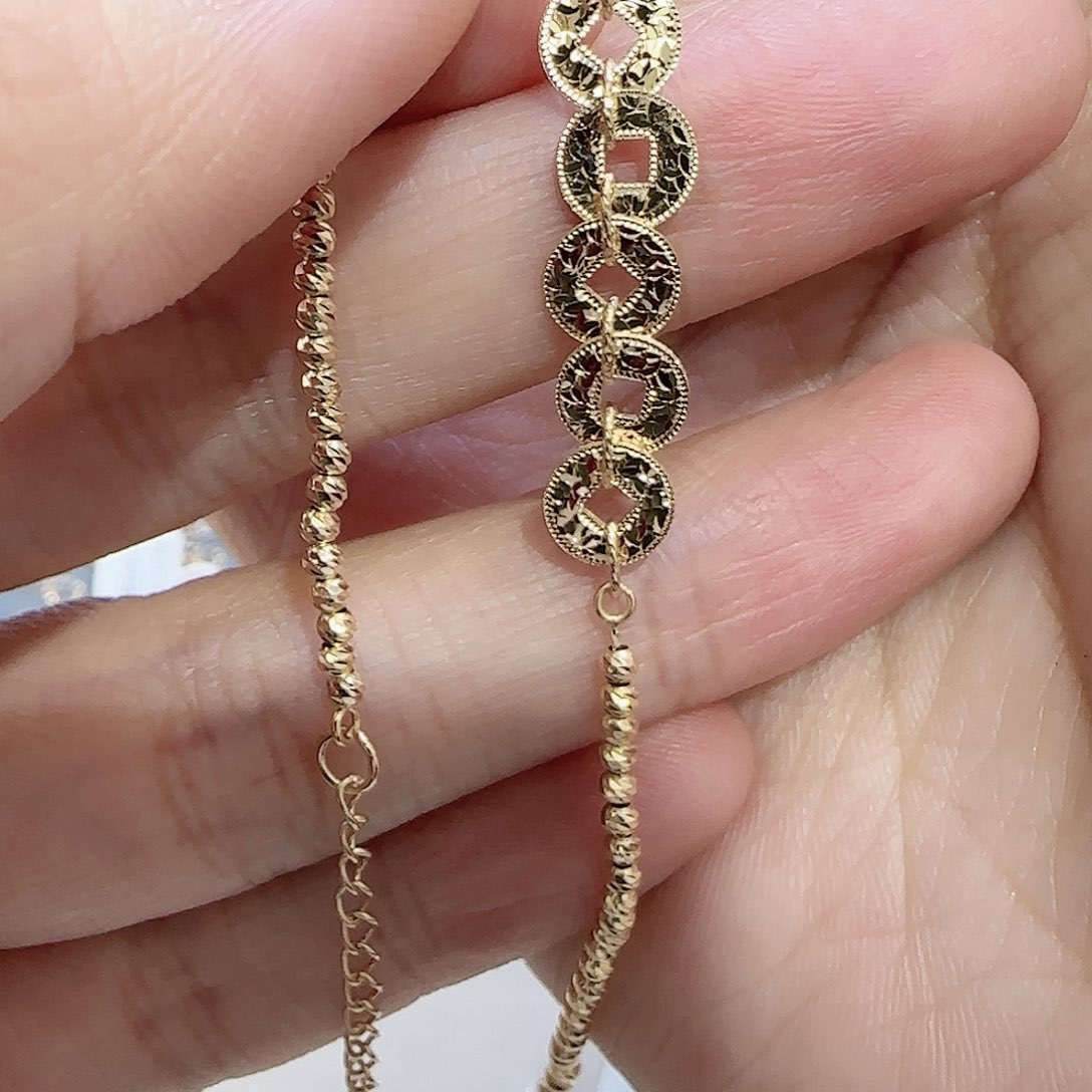 18K金手链淡金色五帝币手链