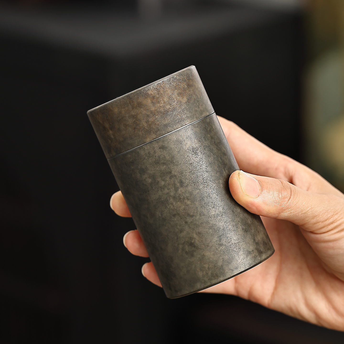 古韵锡罐小号便携复古茶叶罐密封储茶罐子 个旧锡器仿古存茶罐