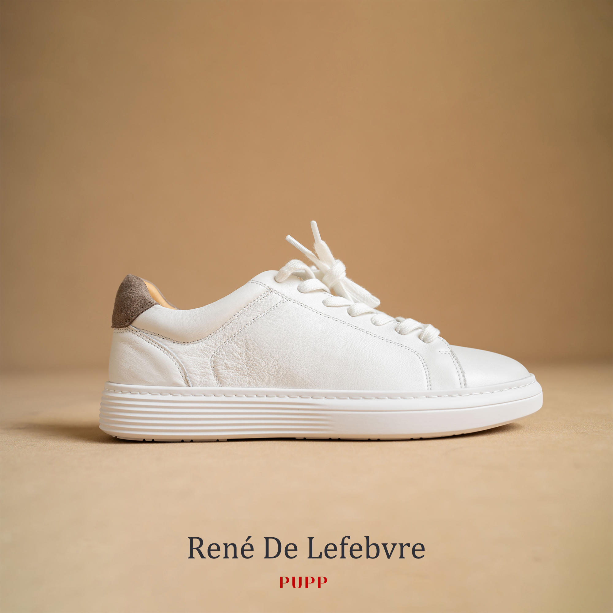 René De LefebvreBC男士百搭头层牛皮简约撞色低帮白色休闲板鞋