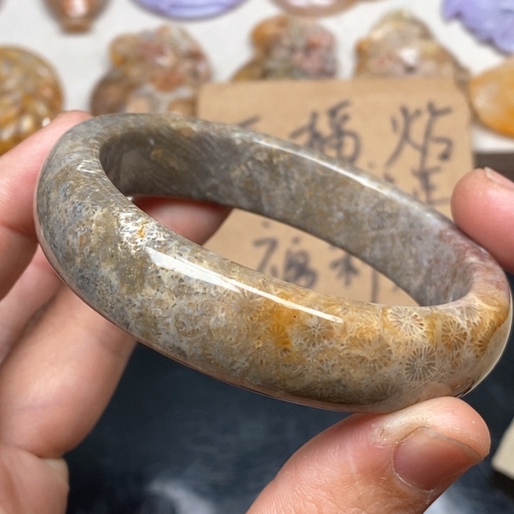 硅化珊瑚（珊瑚玉）手镯（开口镯）未镶嵌58:3