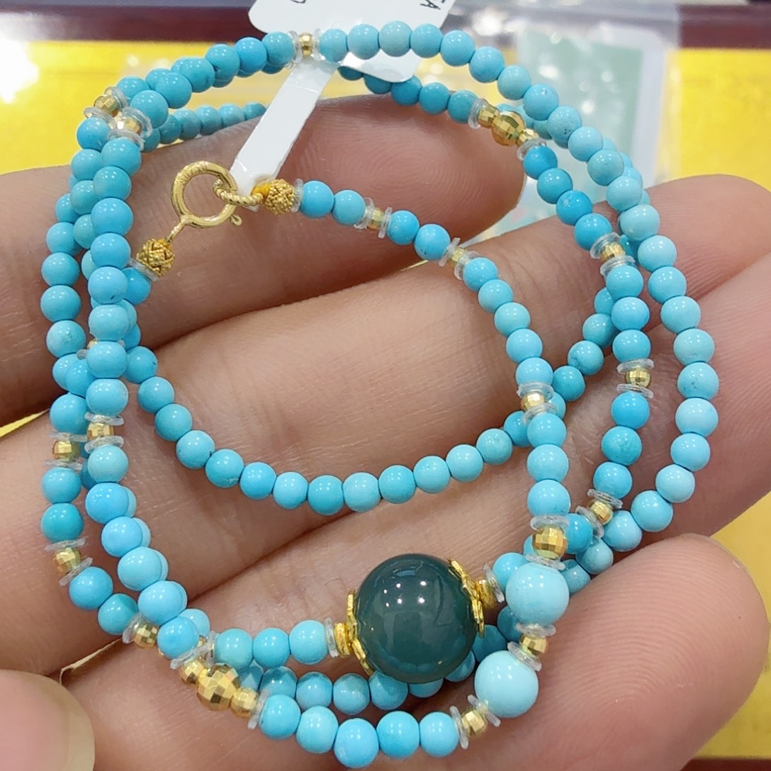 绿松石18K金镶嵌珠宝奇石