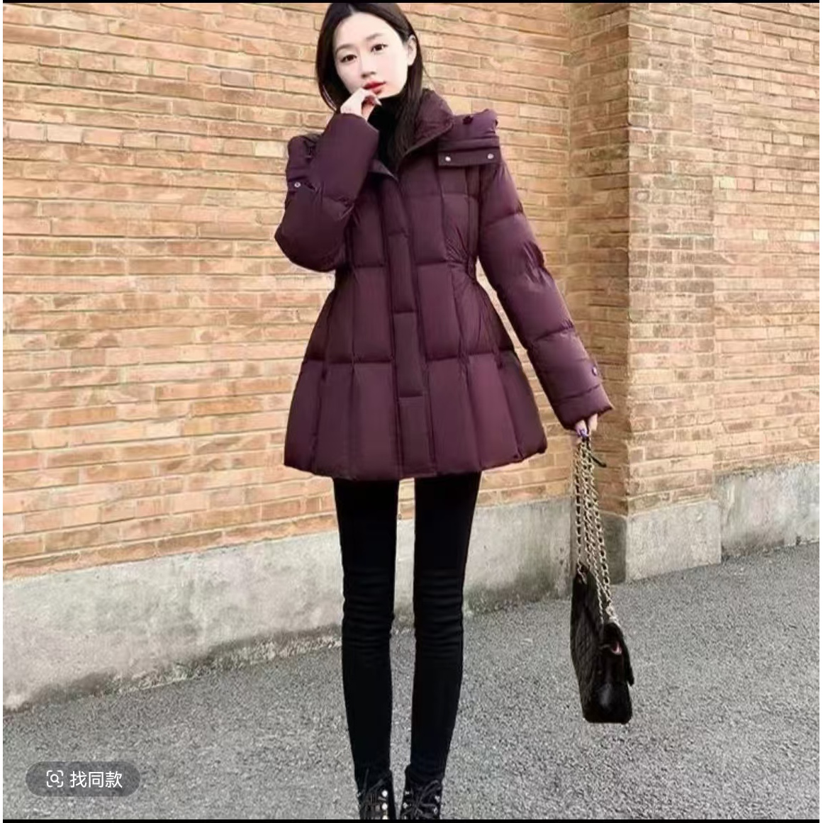 A24#在逃公主2025冬季新款羽绒服显瘦小蛮腰中长款连帽保暖外套