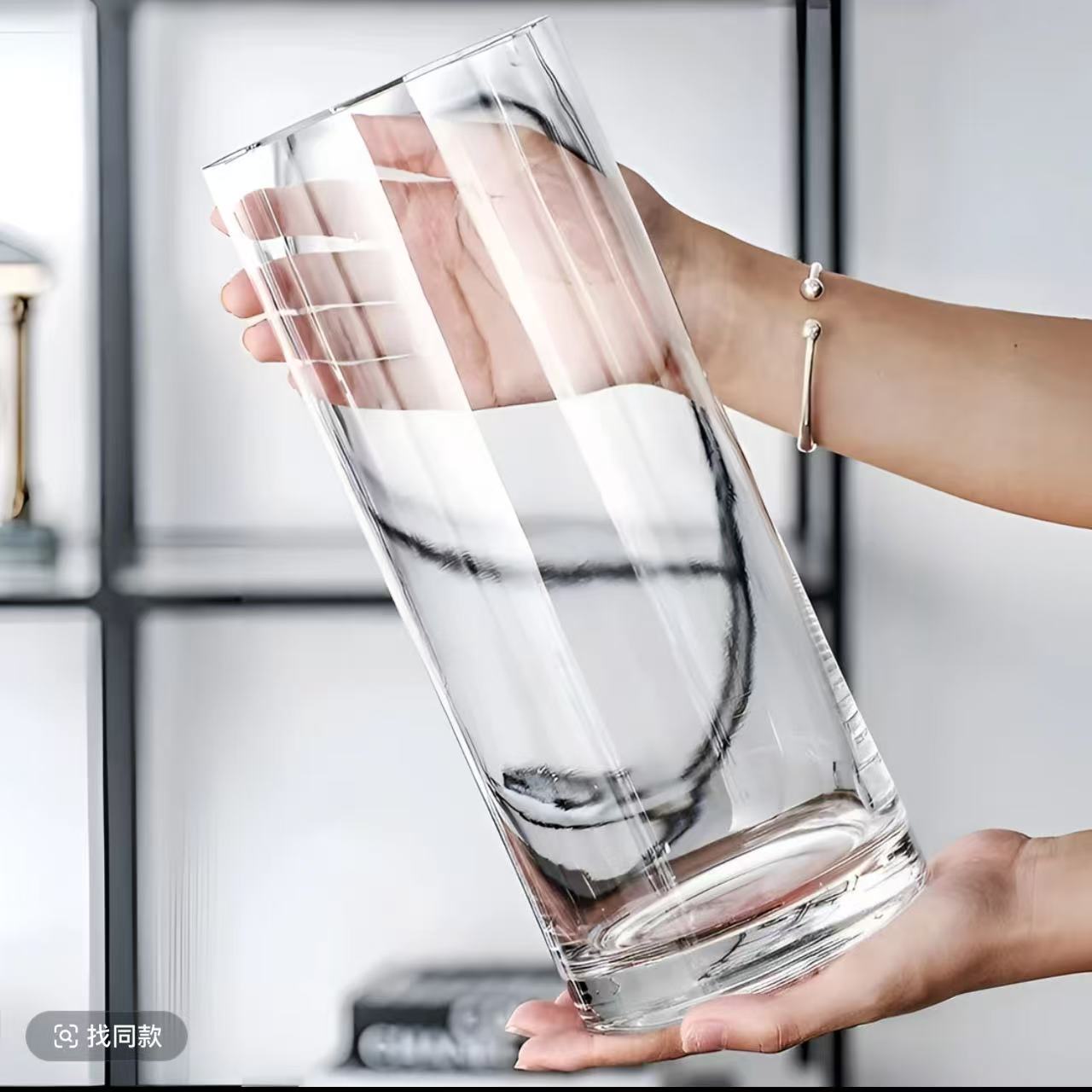 亚克力高端透明 养花桶鲜花花束醒花桶塑料深水桶 插花桶圆形花瓶