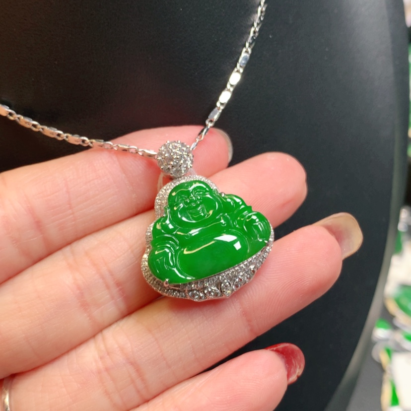 【闪购商品】翡翠吊坠(赠链)18K金镶嵌