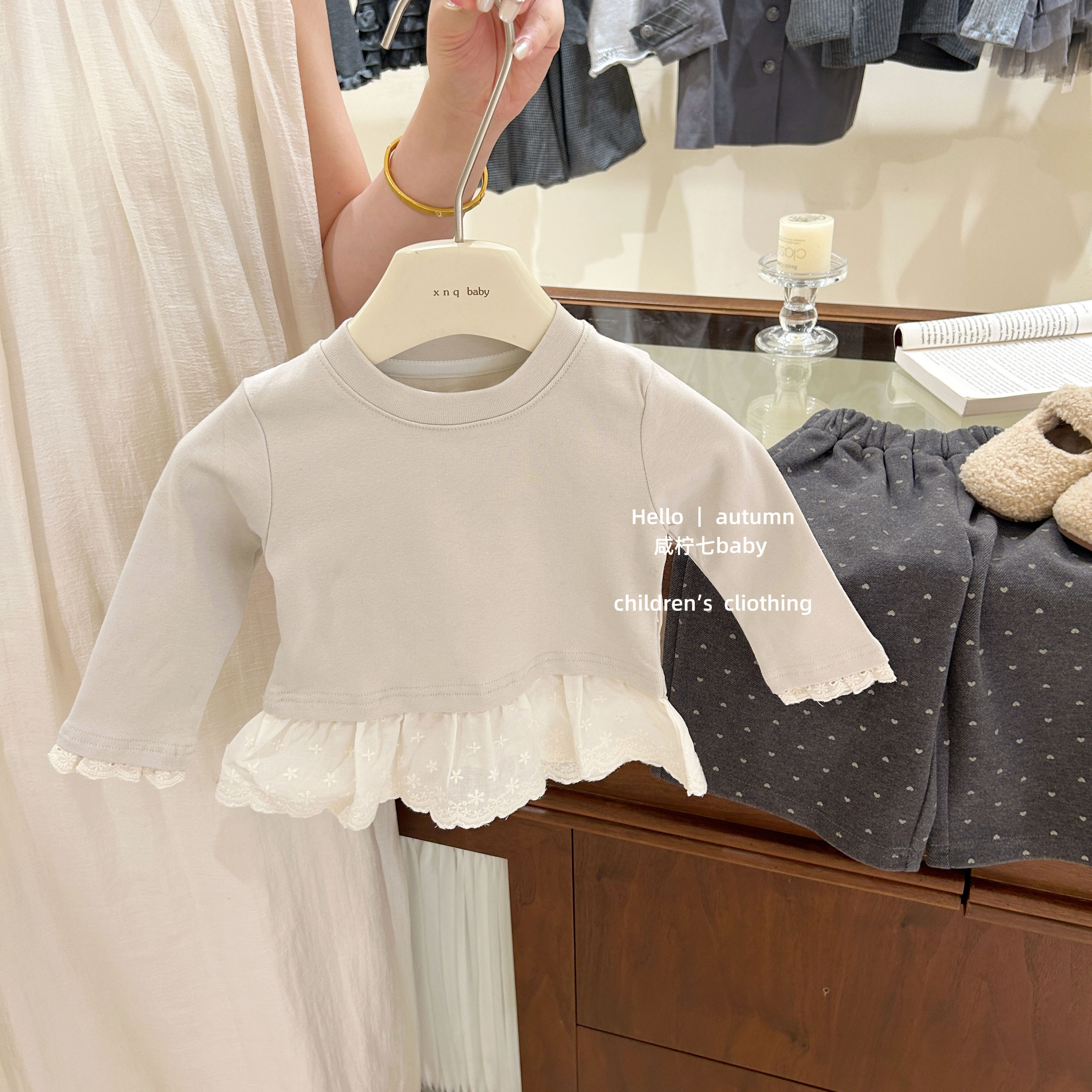 【咸柠七】超美！女童长袖T恤2025秋装新款秋季花边上衣儿童打底衫