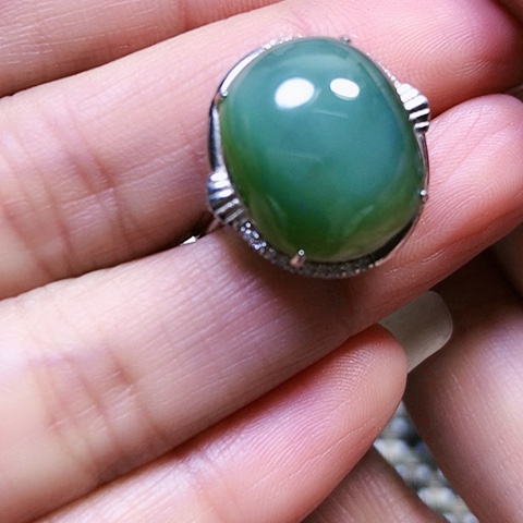 和田玉银S925镶嵌戒指