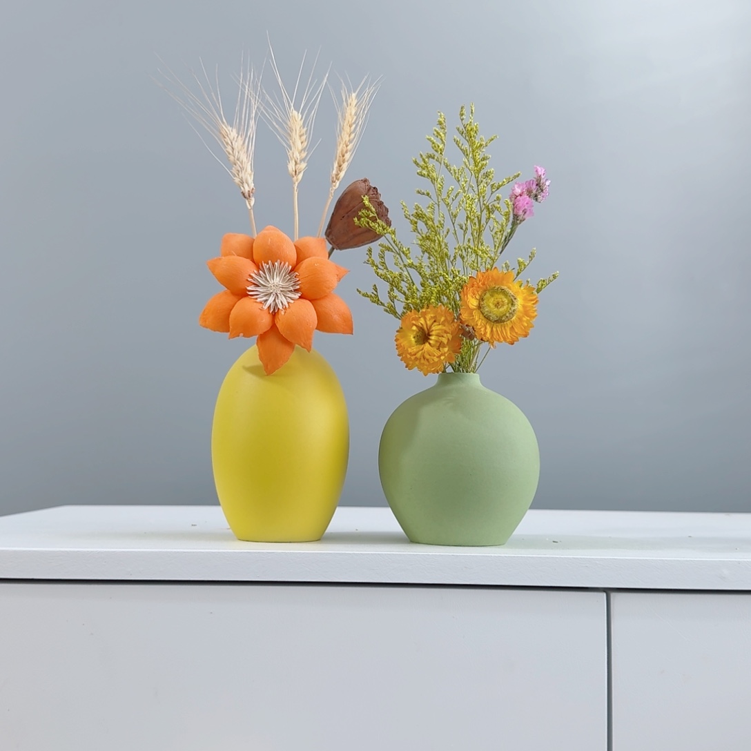 摆件陶瓷花瓶摆件含花总高约20-30cm