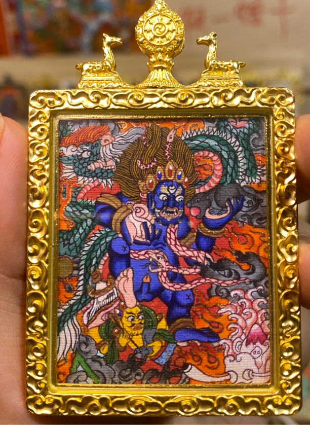 纯手绘精品唐卡单面嘎乌盒