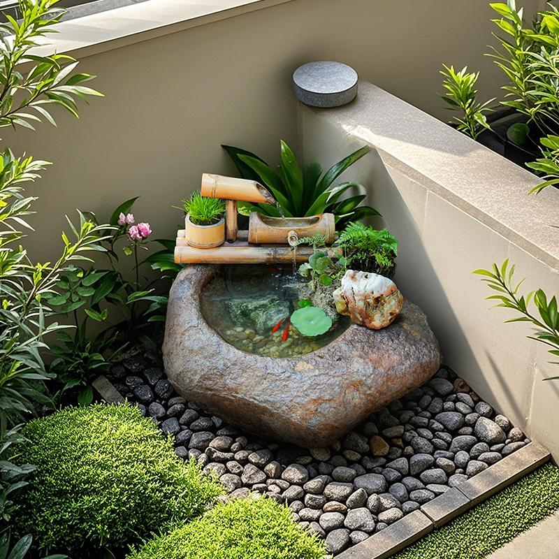  水磨坊竹趣清泉流水装饰庭院水池阳台鱼池流水假山喷泉造景摆件