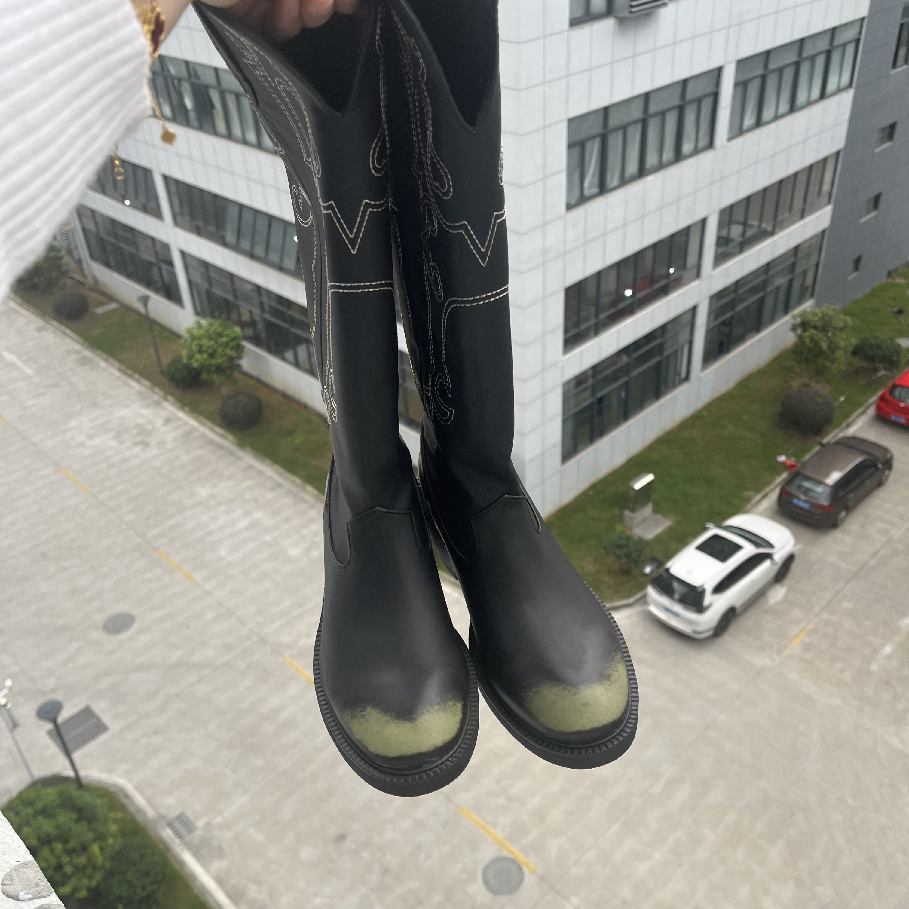 167-52高筒靴时装靴子民族风刺绣骑士靴粗中跟高筒靴长筒过膝