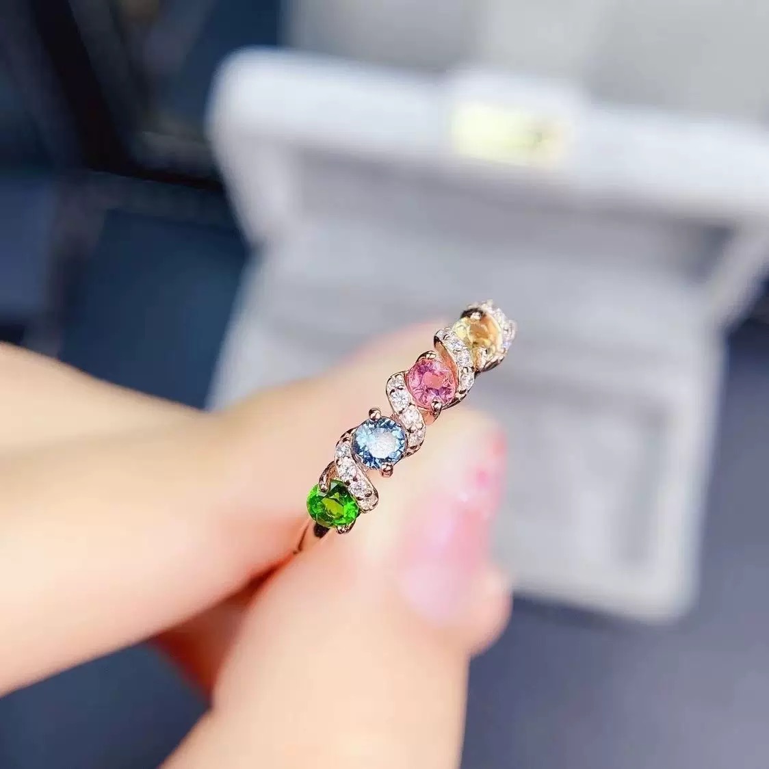 [大胖优选]1293设计师款碧玺戒指简约多样性发其一不带礼盒