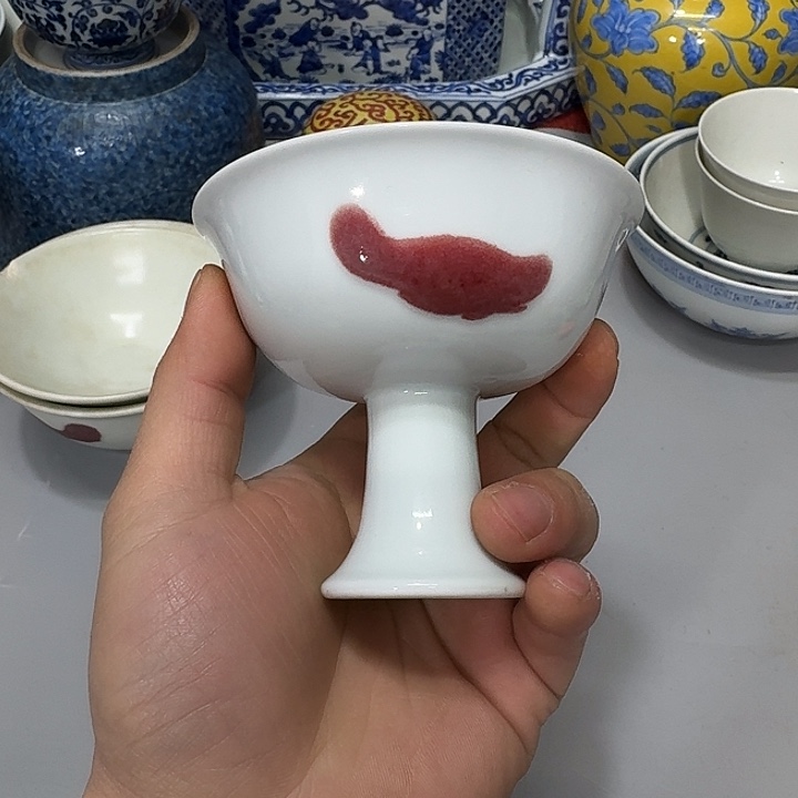 桂***斋陶摆件陶瓷纯手工高足杯
