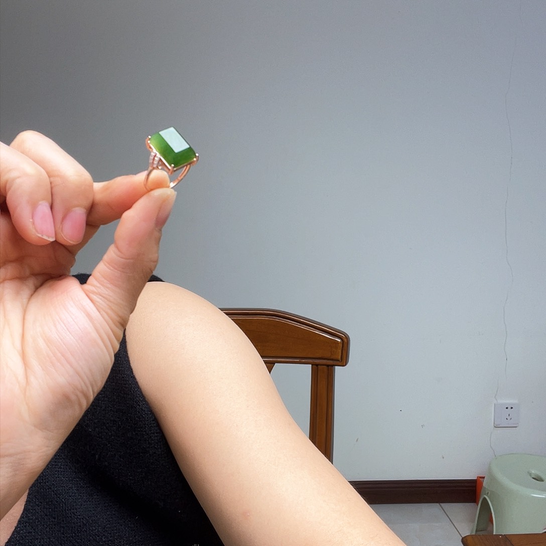 和田玉戒指银S925镶嵌