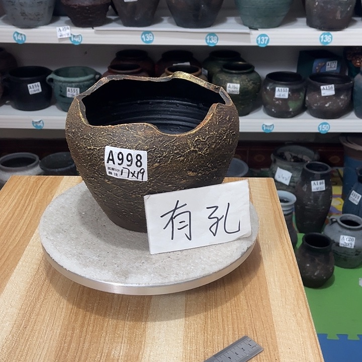 红陶手工制作工艺花盆