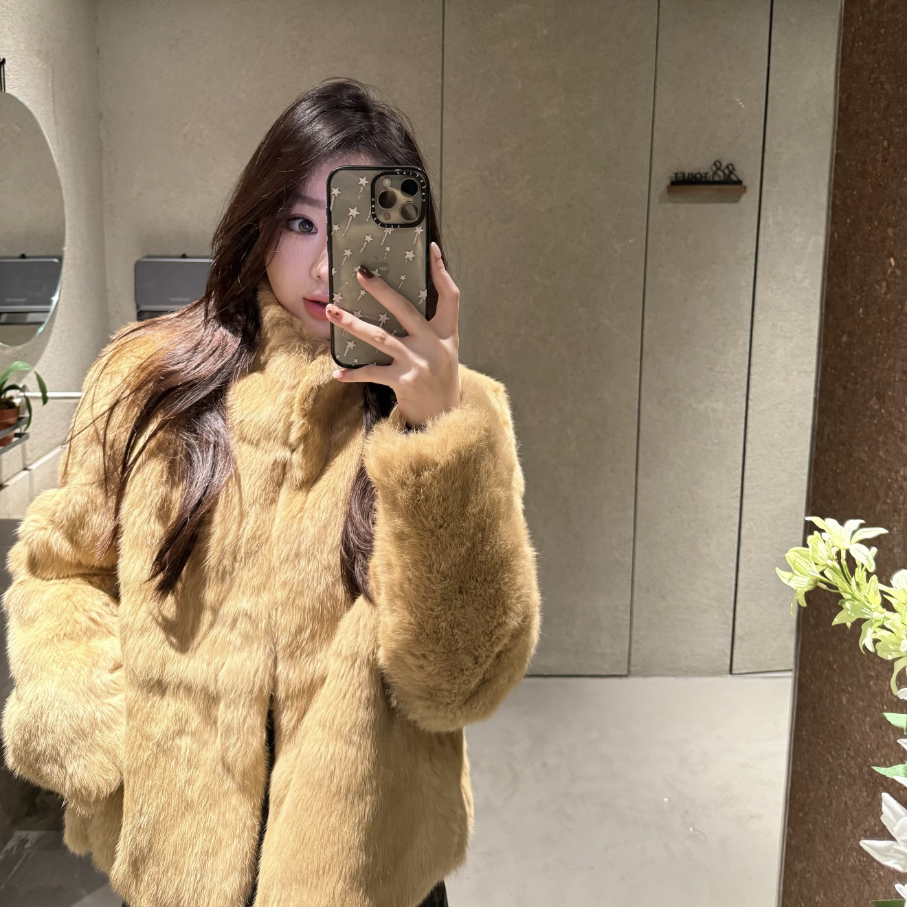 温柔老钱风百分百兔毛整皮安哥拉兔毛立领加厚中短款毛毛外套皮草