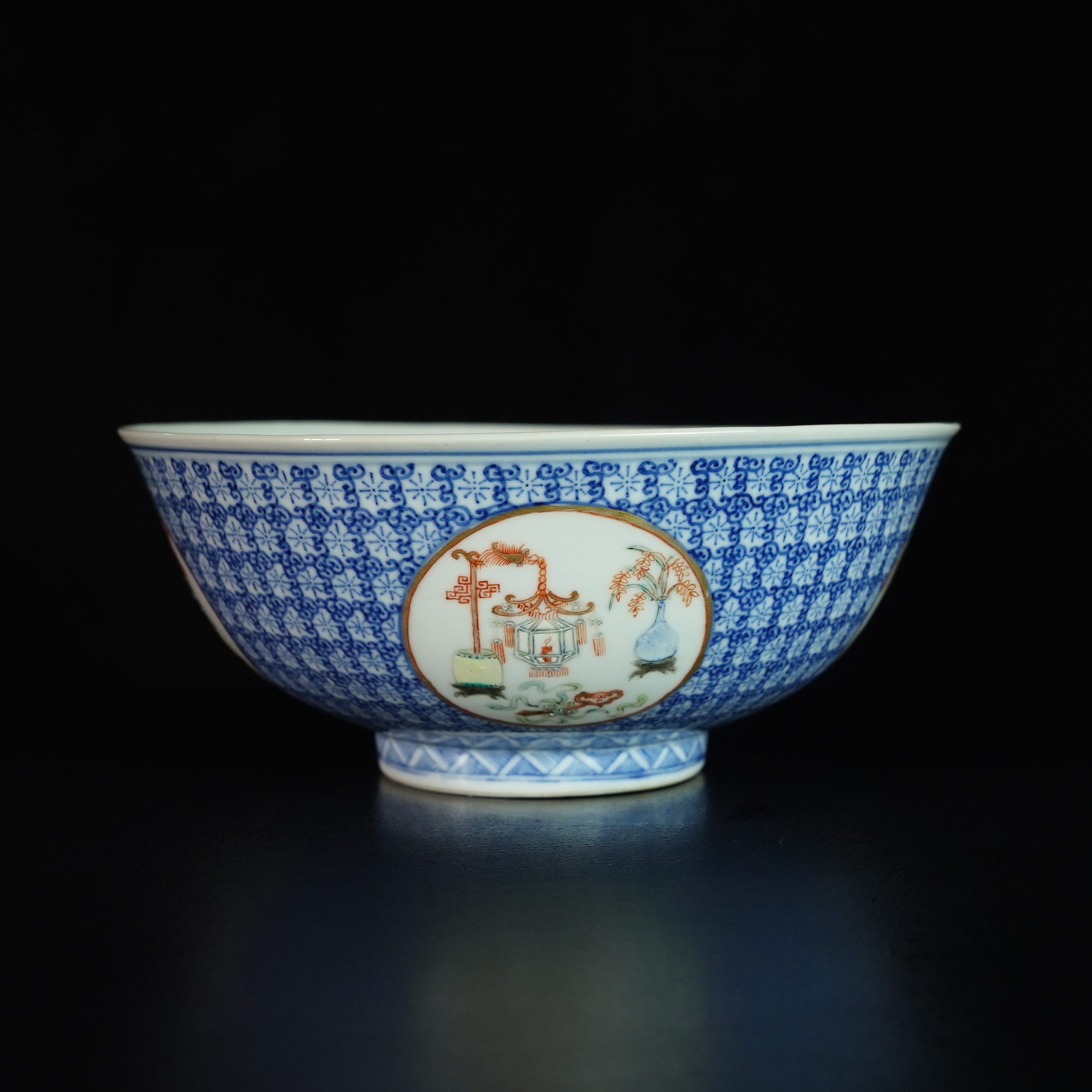 LAD250219002【十竹斋】清光绪开窗粉彩五谷丰登赏碗(尾款单拍无效）