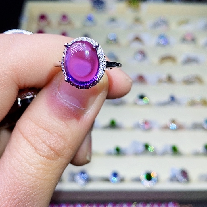 紫晶戒指银S925镶嵌111111