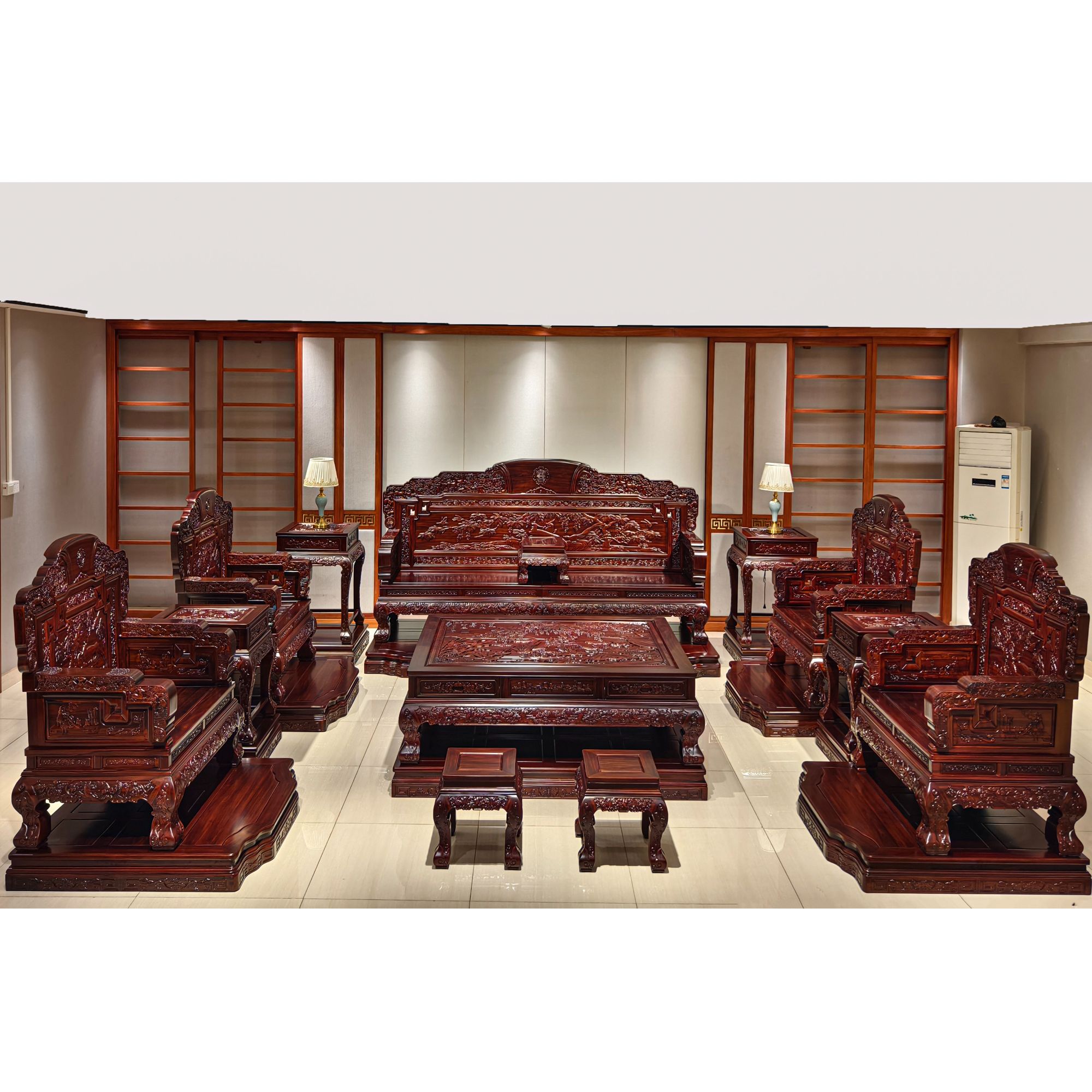【南美酸枝至尊宝座沙发】23件套 古典红木客厅家具 奢华别墅专用