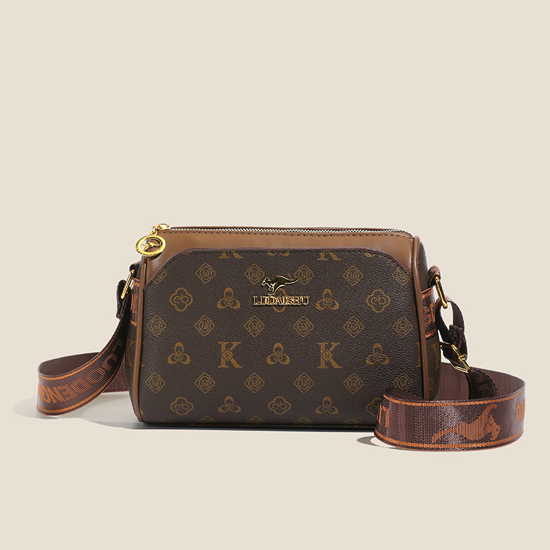 【当天发货】真皮质感新款女士百搭多层休闲简约斜挎包包单肩包女包