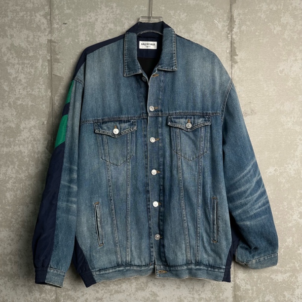 未使用 Balenciaga/巴黎世家 1/校服牛仔拼接外套/15459/JP