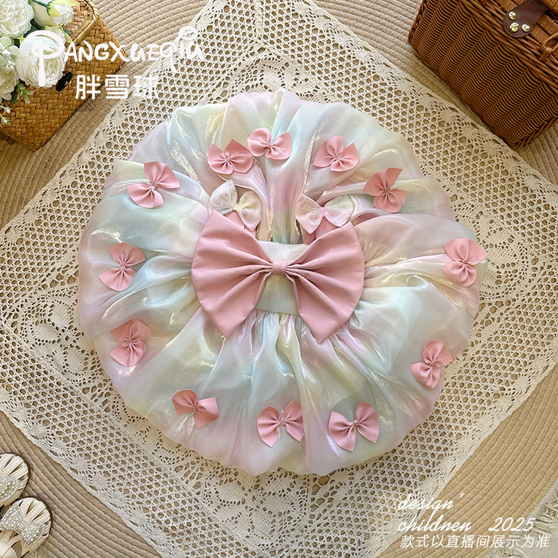 胖雪球女彩色公主风连衣裙幼儿纱裙婴儿女宝宝裙哈衣童装