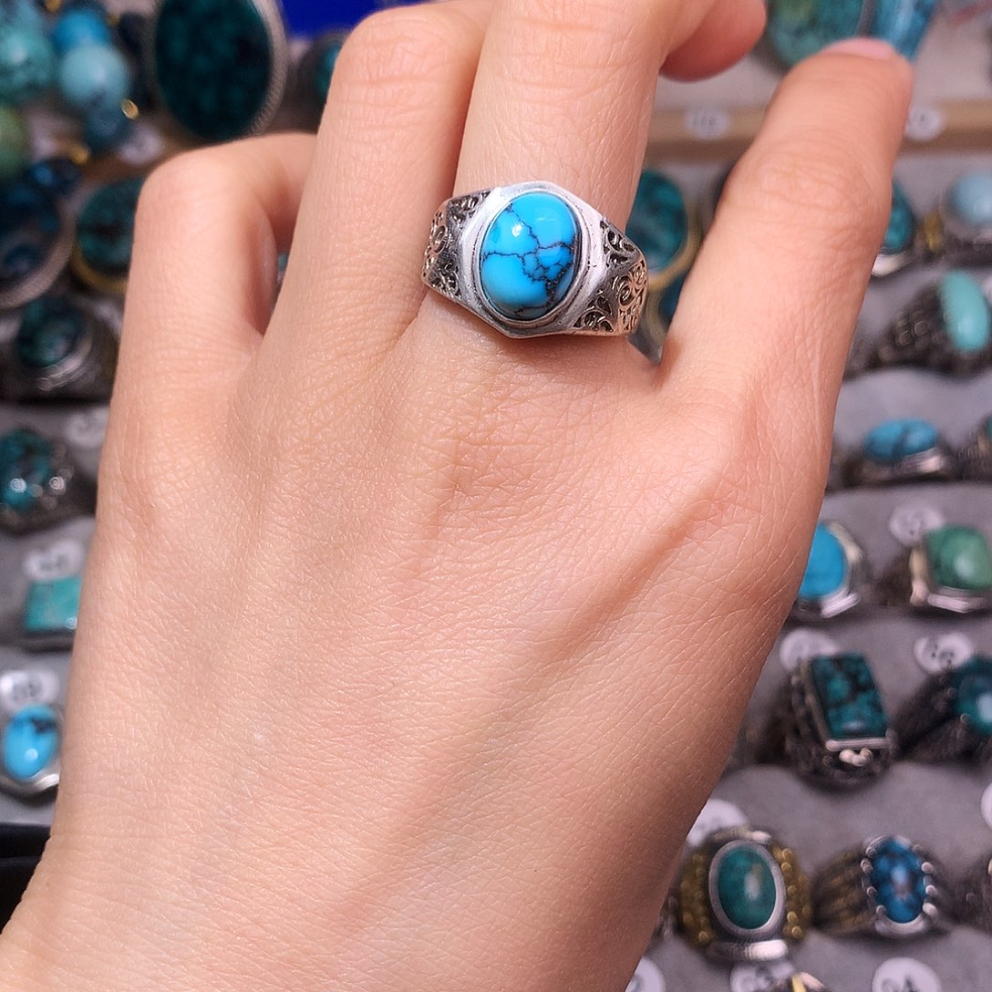 绿松石挂件银S925镶嵌