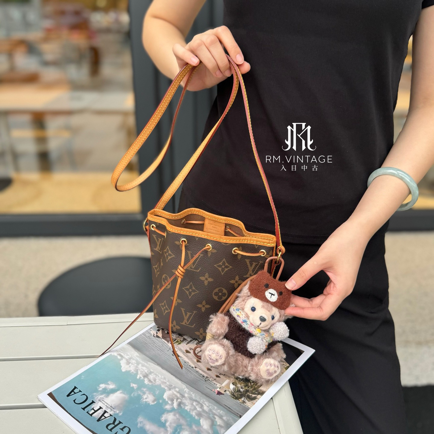 95新 LouisVuitton/路易威登 入目 抽绳老花水桶noe单肩包25498