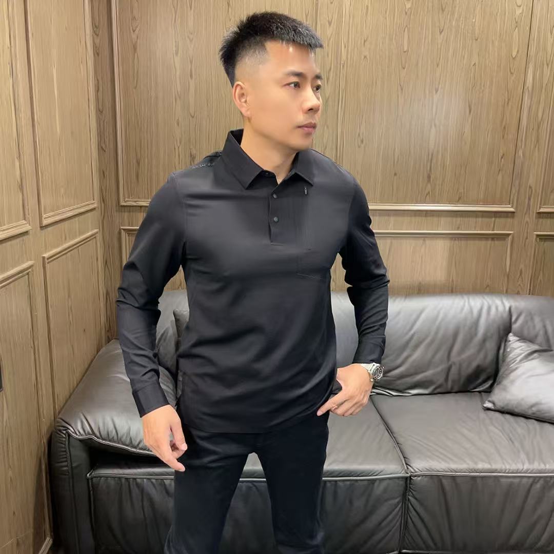 25秋冬252006男士商务休闲简约翻领POLO衫商务休闲长袖T恤