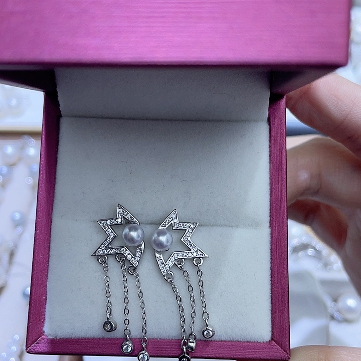 淡水珍珠耳饰银S925镶嵌