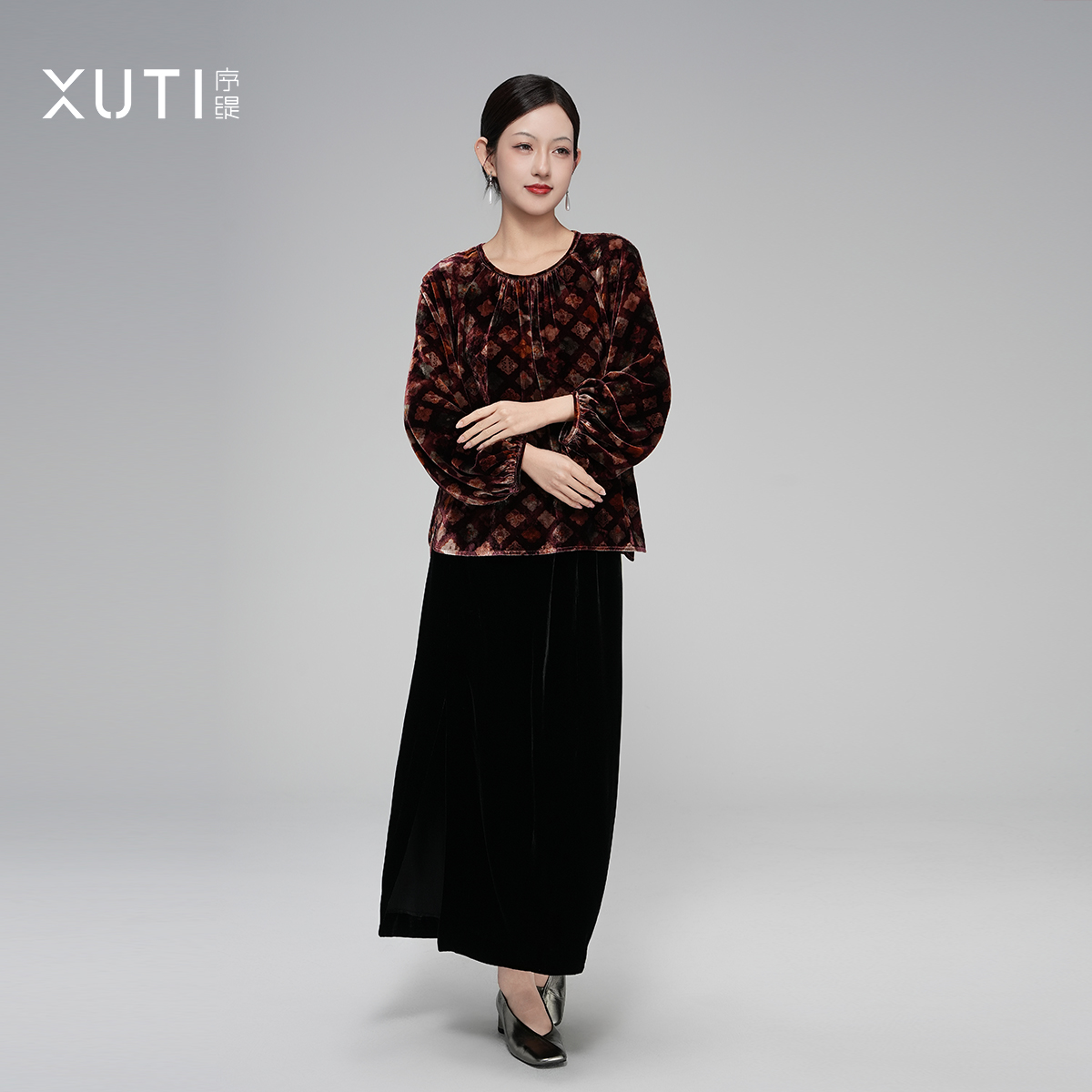 序缇『迦陵』秋季复古国风新中式女装桑蚕丝真丝丝绒上衣H223-18870