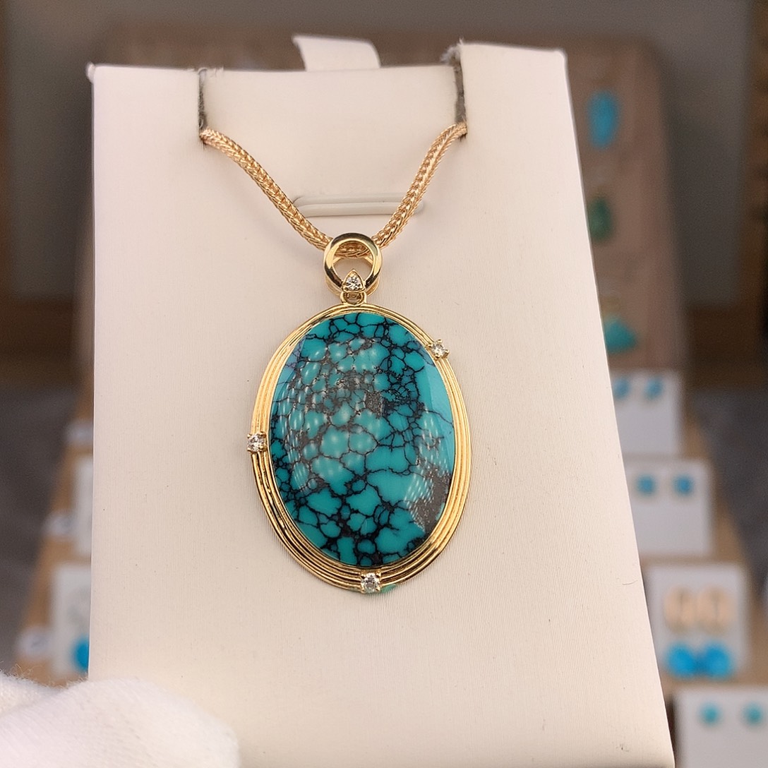 L****绿松石18K金镶嵌吊坠(不含链)