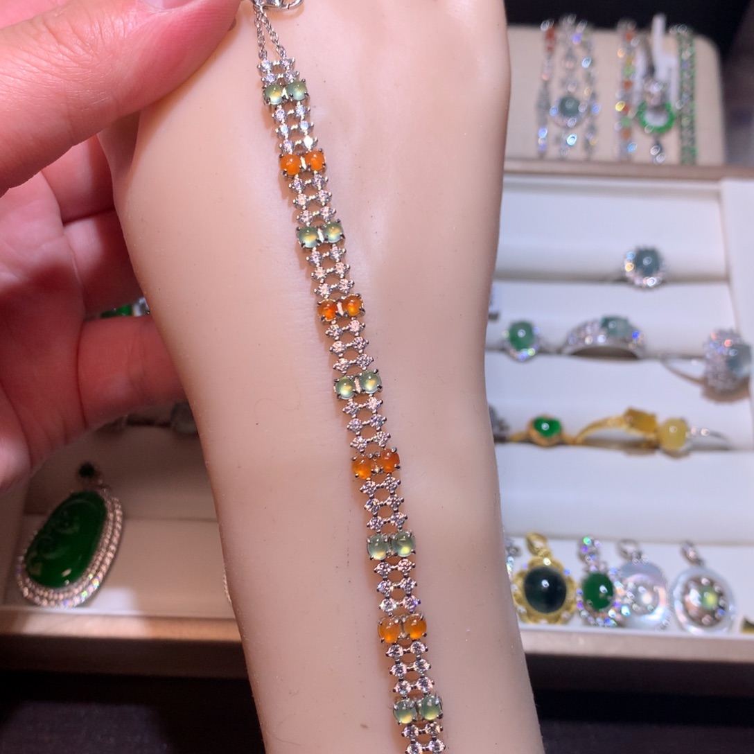 翡翠耳饰银S925镶嵌0002