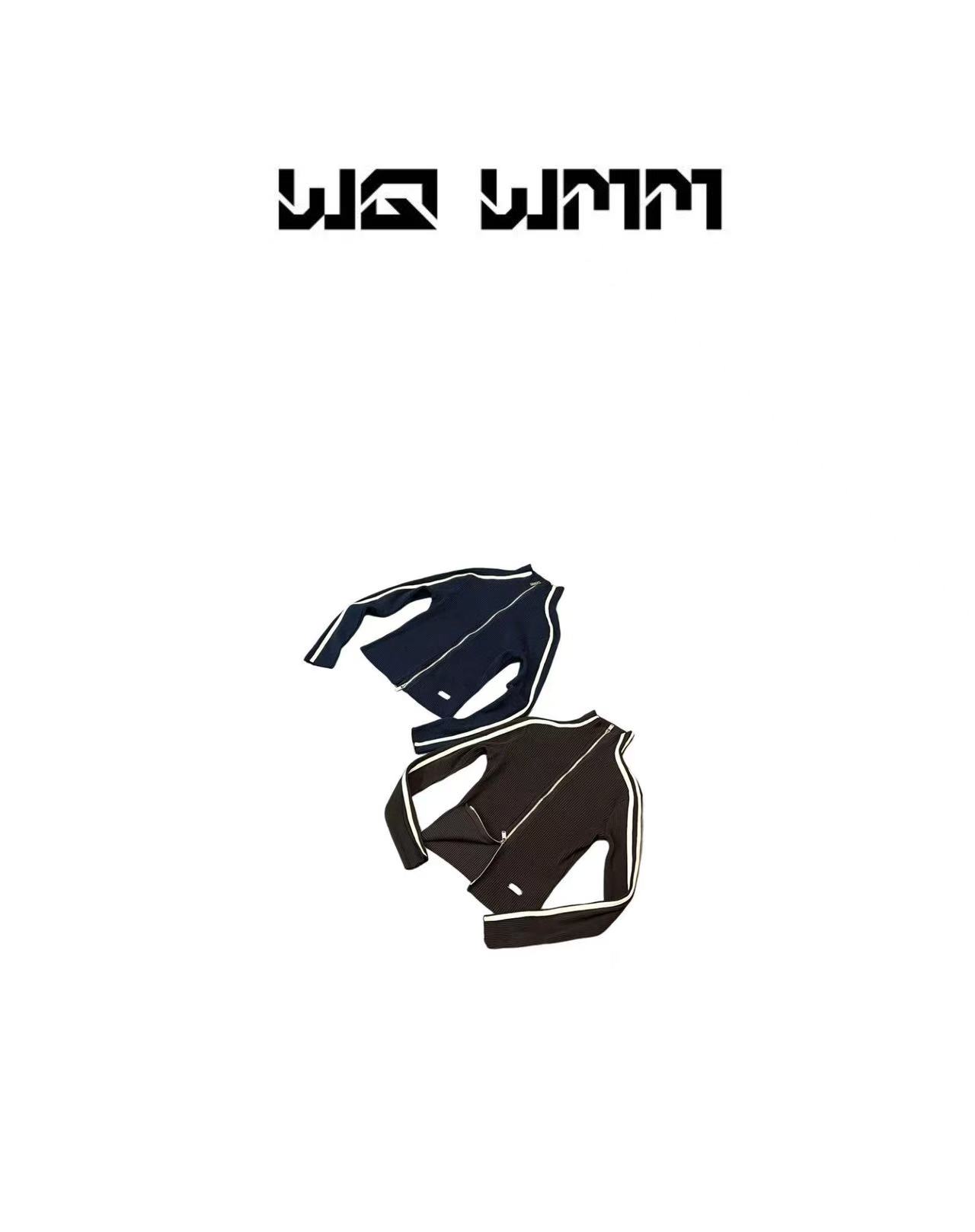 【WQWMM】秋冬时髦精百搭立领双拉链设计织带杠条显瘦上衣25A90294
