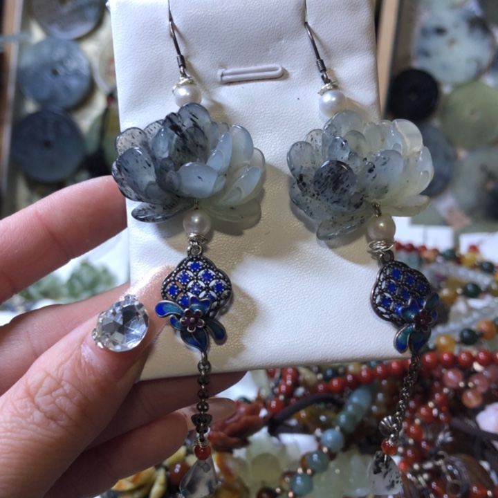 岫玉岫玉耳环合金