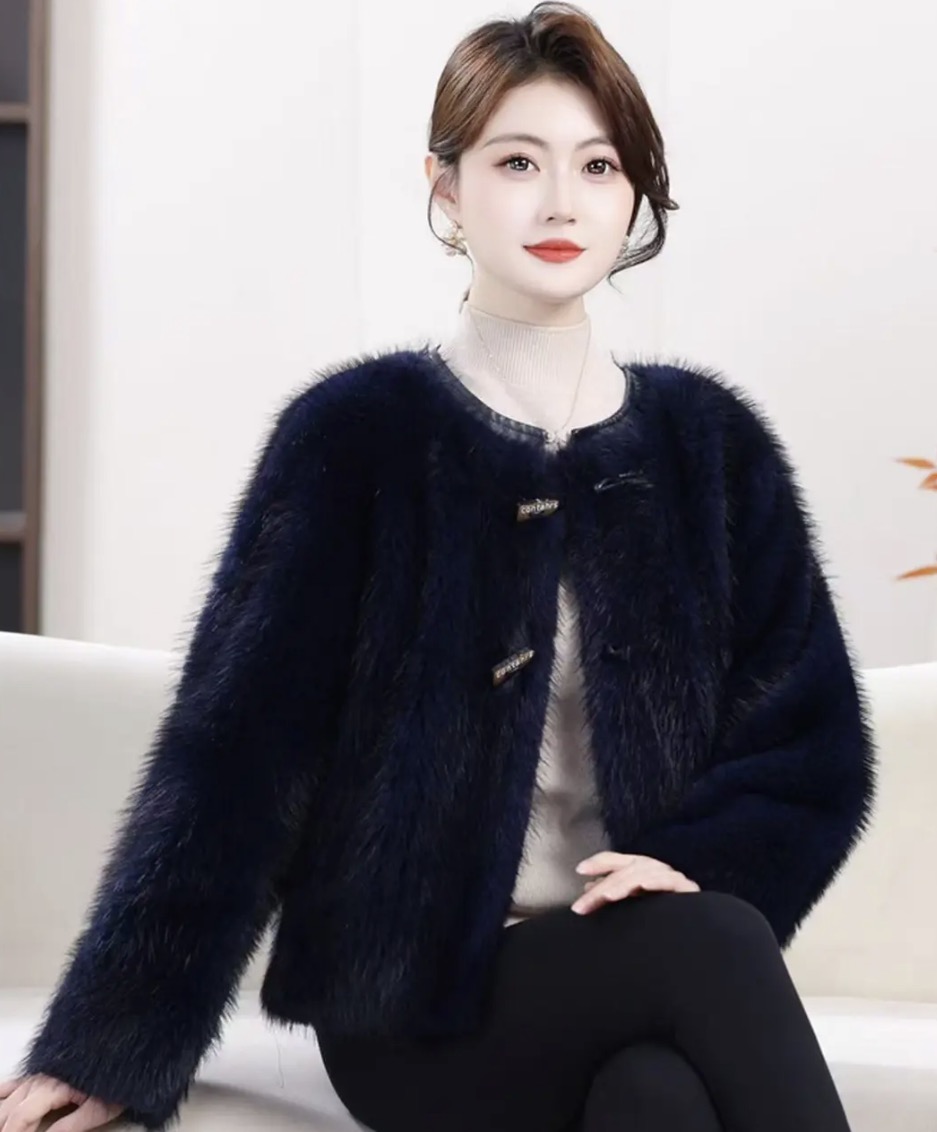 秋冬季小香风女厚款短外套高端开衫小狐貂女士气质上衣